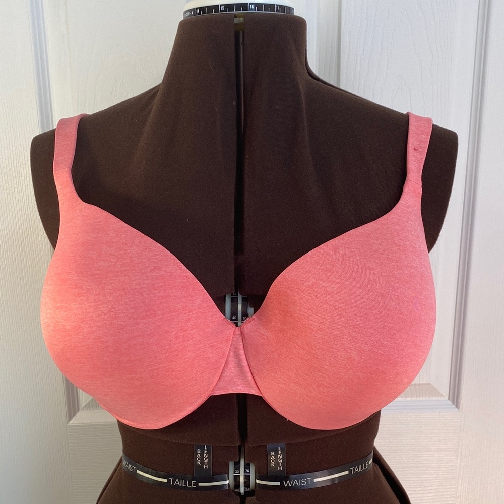 2 for $25 - Deesse 42DDD T-Shirt Full Coverage Contour Underwire Bra, Coral Pink